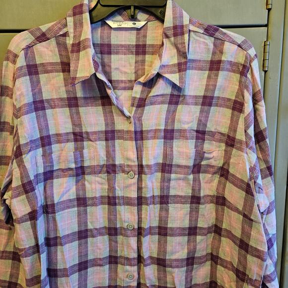 Riders by Lee ladies purple pink plaid flannel button down shirt - size XL - Picture 2 of 4